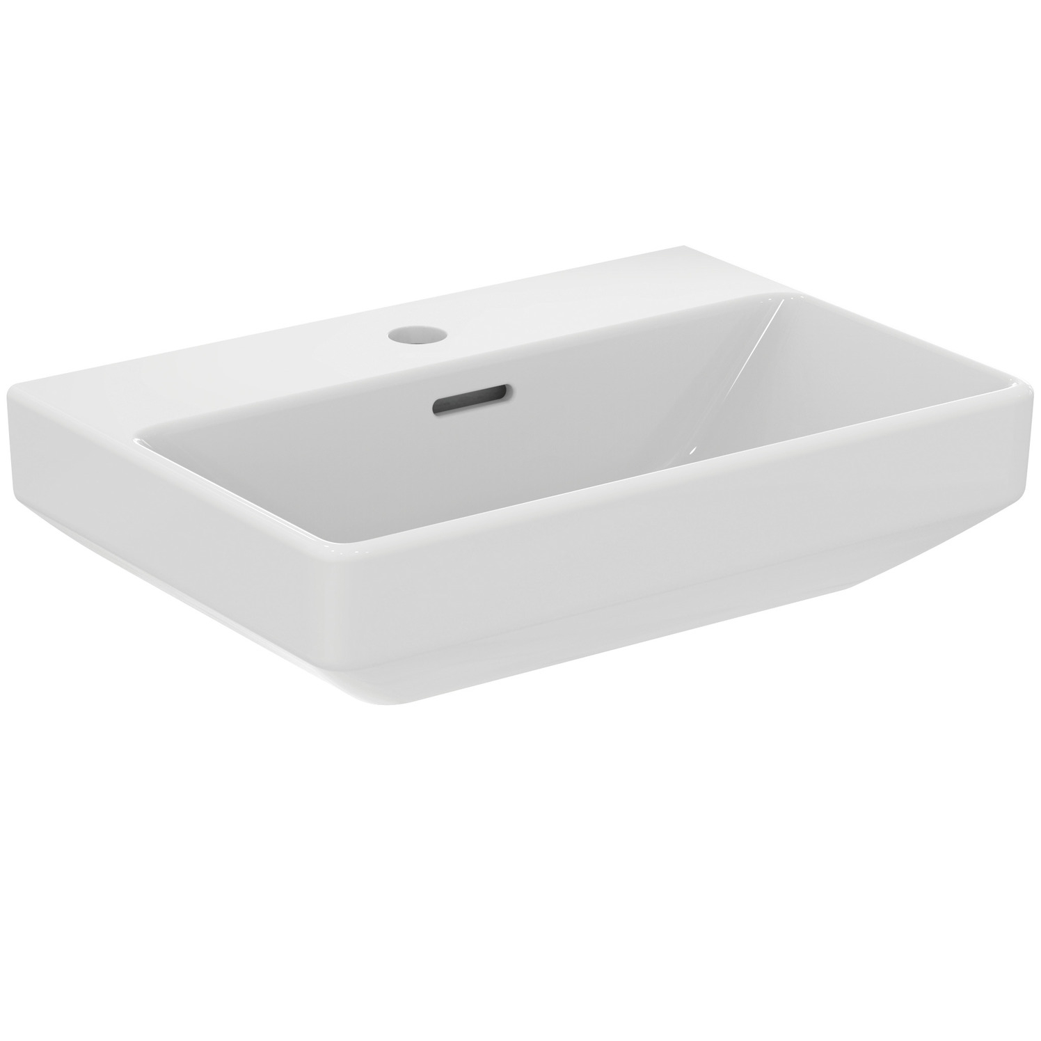 VIGOUR Handwaschbecken derby V3 edge 50x35cm PflegetectPlus weiss mit Hahnloch und Überlauf