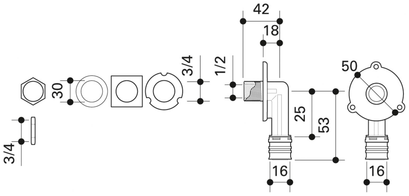 CONEL Connect MV2 UP-Spülkastenwinkel Set 16 mm x 1/2'' IG x 3/4'' AG - Bild 2