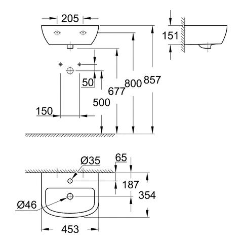 Grohe Handwaschbecken Bau Keramik 45x35cm alpinweiß 39424000 - Bild 3