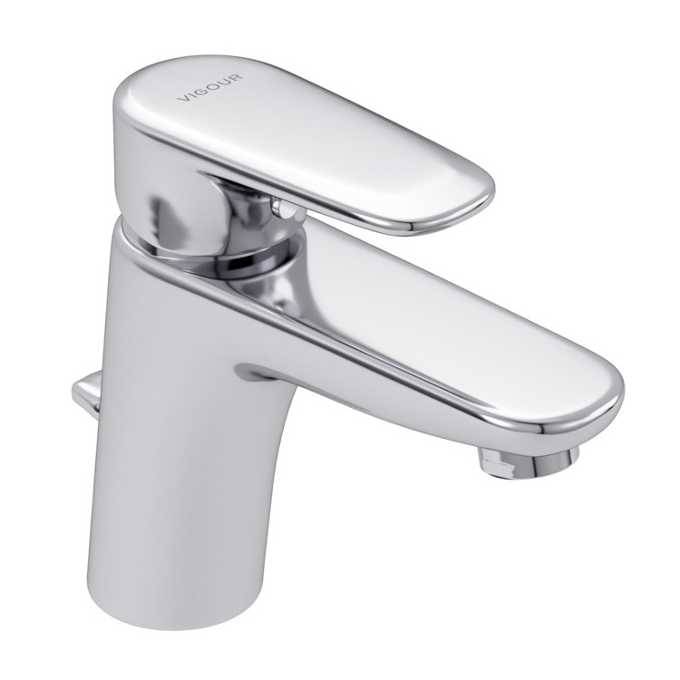 VIGOUR Waschtisch-Set derby V3 edge 55cm PflegetectPlus weiss, Einhandmischer, Siphon und Eckventile