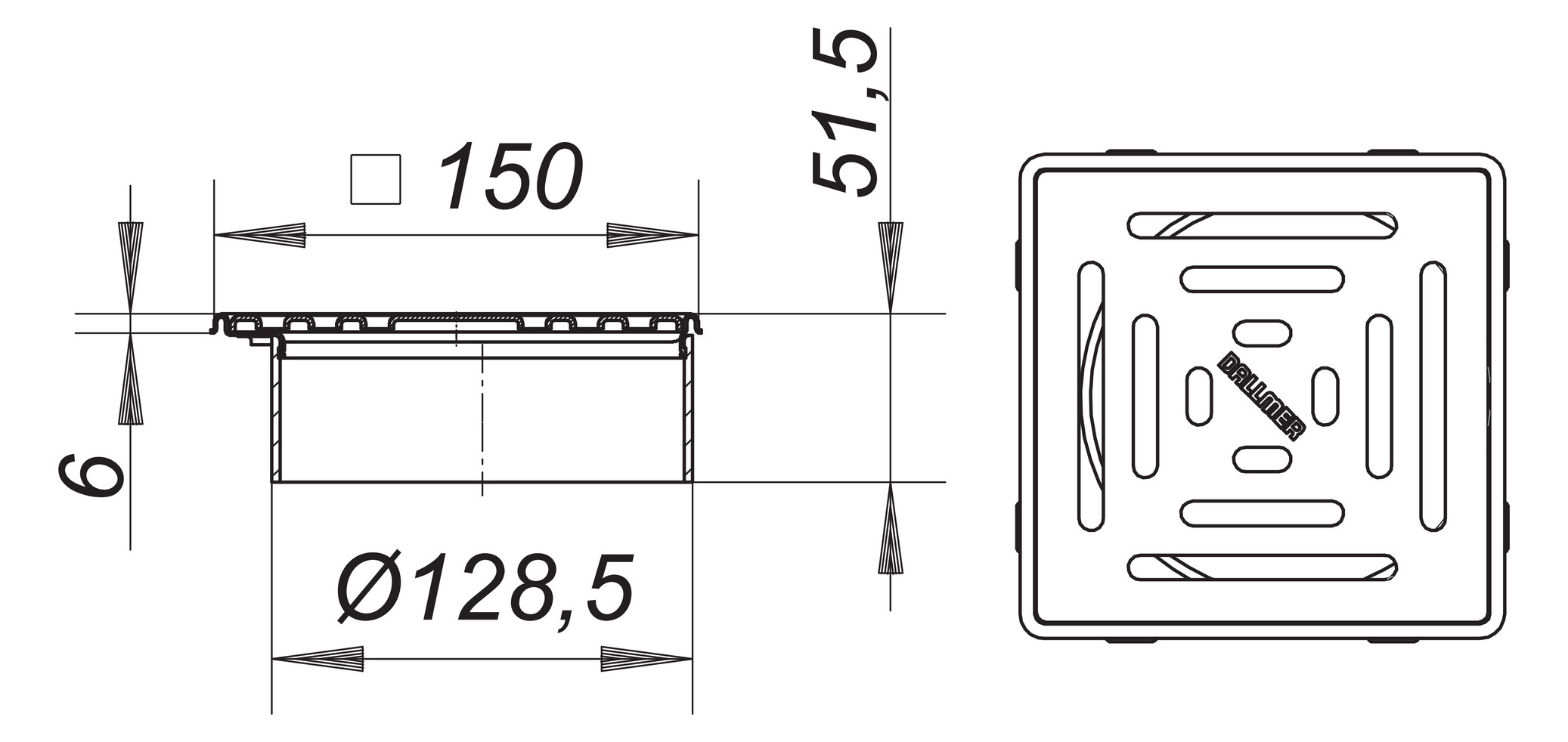 DALLMER Aufsatz VC 15, 150x150 mm Rost aus Edelstahl, seitenverstellbar 500359 - Bild 2