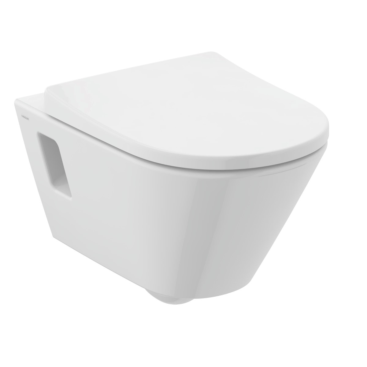 VIGOUR Wand-Tiefspül-WC derby V3 PflegetectPlus weiss, mit Spülrand, WC-Sitz mit Absenkautomatik