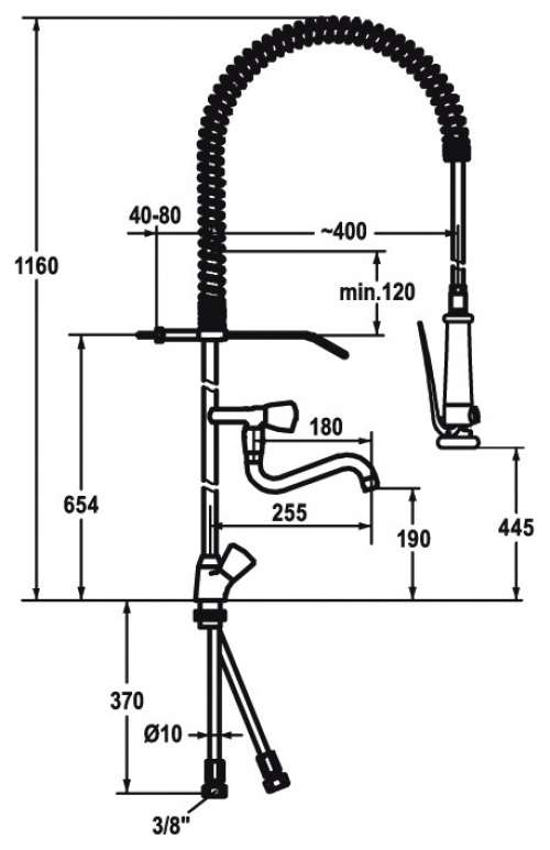 KWC Zweigriffmischer GASTRO A180, Schwenkauslauf, ganzchrom K.24.41.61.000C06 - Bild 3