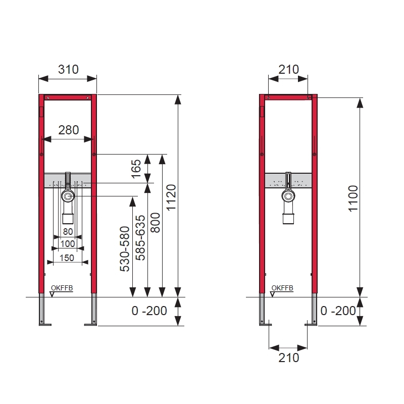 TECEbase Waschtischmodul Bauhöhe 1120 mm, Breite 310 mm; inklusive Wandbefestigung 9410000 - Bild 2