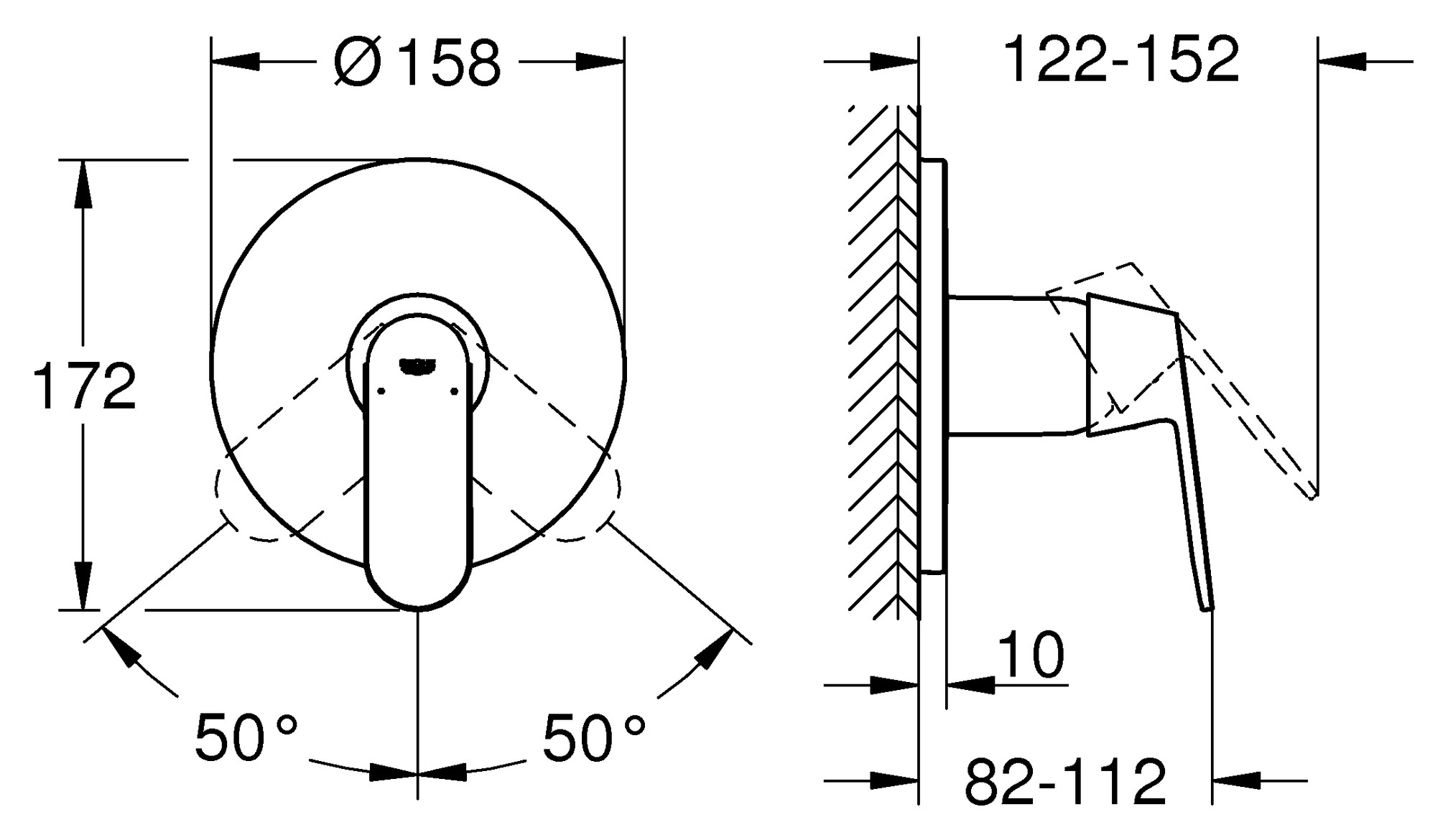 GROHE Brausebatterie Eurosmart C Fertigmontageset chrom 24044000, für Rapido SmartBox - Bild 3