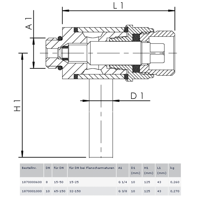 Kemper Probenahmeventil DN 8 G 1/4'' Rotguss 18700006 - Bild 2
