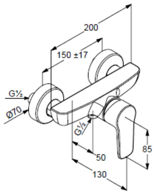 VIGOUR Einhand-Aufputz-Brausebatterie derby V3 ohne Brausegarnitur verchromt