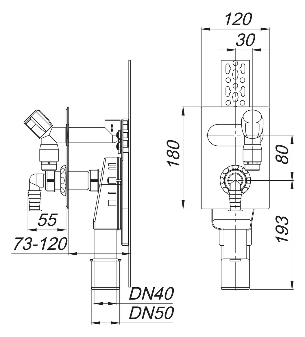 DALLMER Wandeinbau-Waschgeräte-Siphon 406 senkrecht, DN 40/50 Abdeckplatte aus Edelstahl 130648 - Bild 2