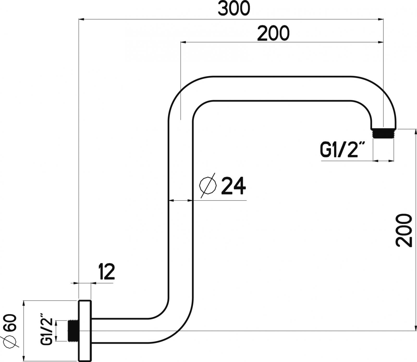 Nikles Brausearm XL 300x200 mm D24 mm verchromt NIKARMXL3020 - Bild 2