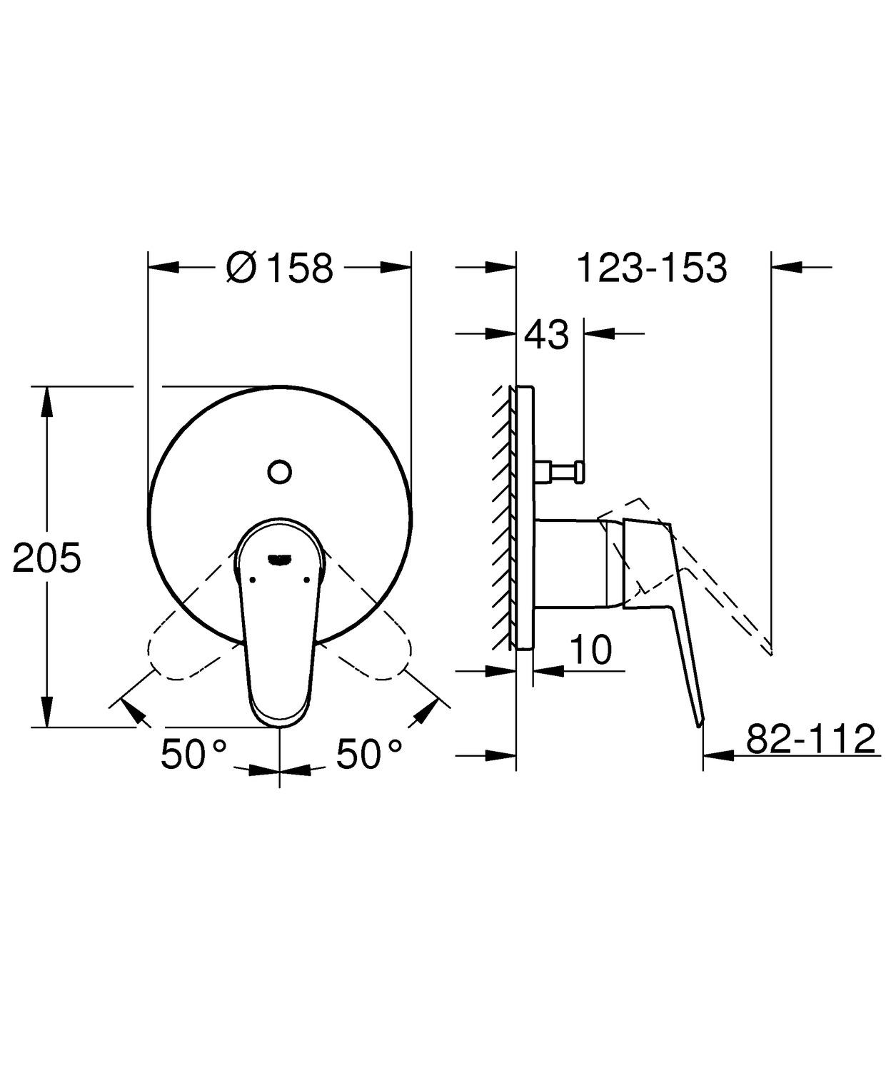 Grohe Wannenbatterie Eurodisc C Fertigmontageset verchromt 24056002 für Rapido SmartBox - Bild 2