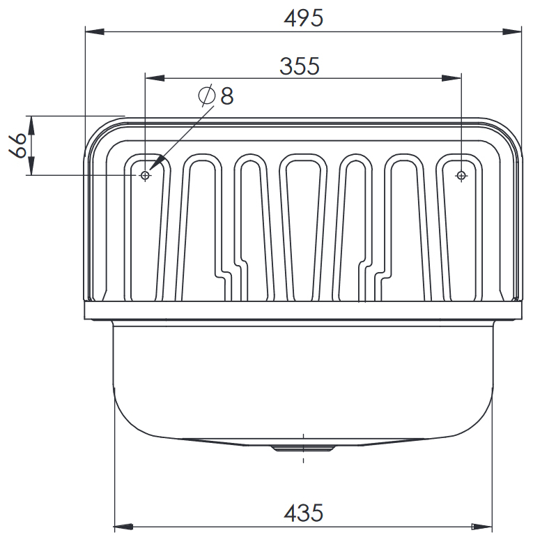 HS Ausgussbecken Stahl weiß emailliert 495x370mm, mit Überlauf, mit Kette und Stopfen - Bild 2