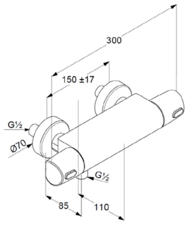 VIGOUR Aufputz-Brause-Thermostat derby V3 Safe-Tec ohne Brausegarnitur verchromt