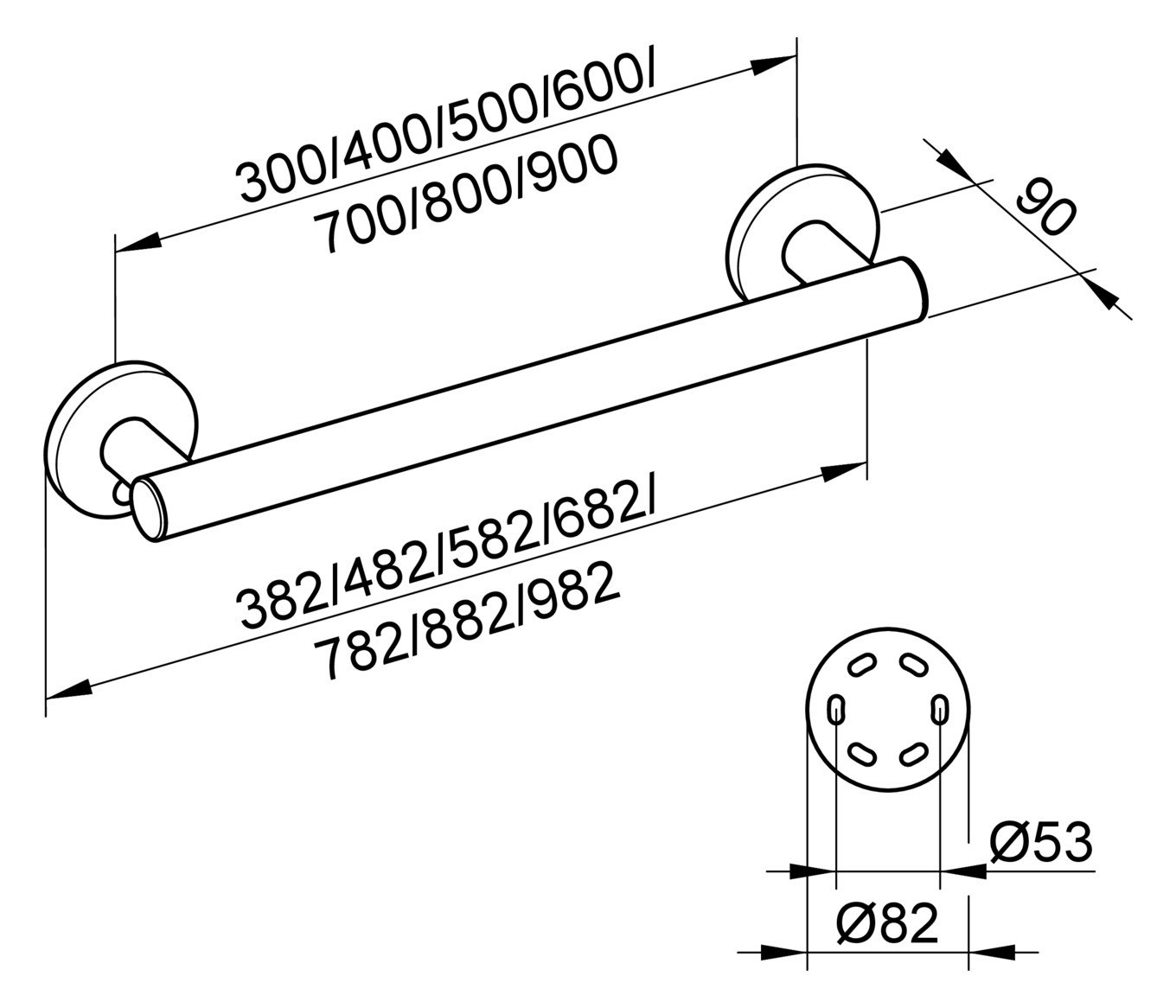 Keuco Haltegriff Plan Care verchromt 382 mm 34901010300 - Bild 2