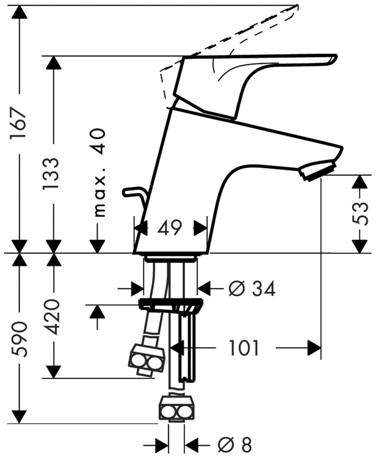 Hansgrohe Waschtischmischer Focus ComfortZone70 drucklos chrom 31132000 - Bild 2