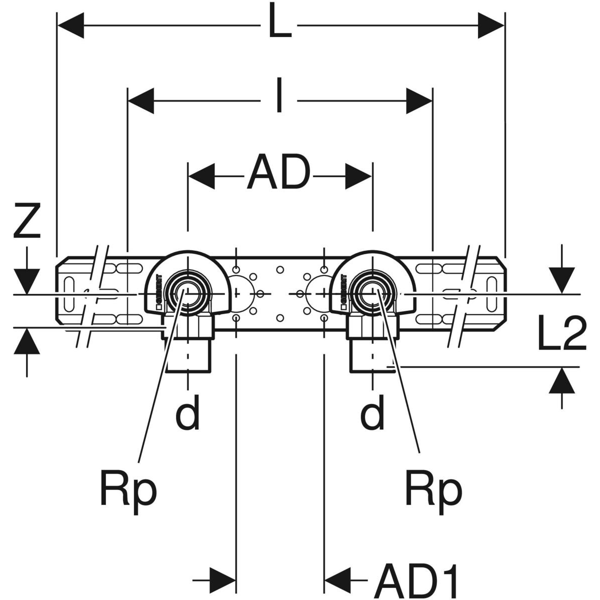 Geberit FlowFit Anschlusswinkel 90° 20mm x Rp 1/2'' vormontiert 2-fach gedämmt Rotguss+ 619.651.00.1 - Bild 3