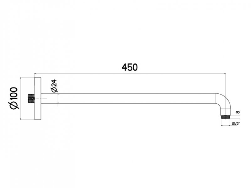 Nikles XL Brausearm 450mm verstärkt verchromt