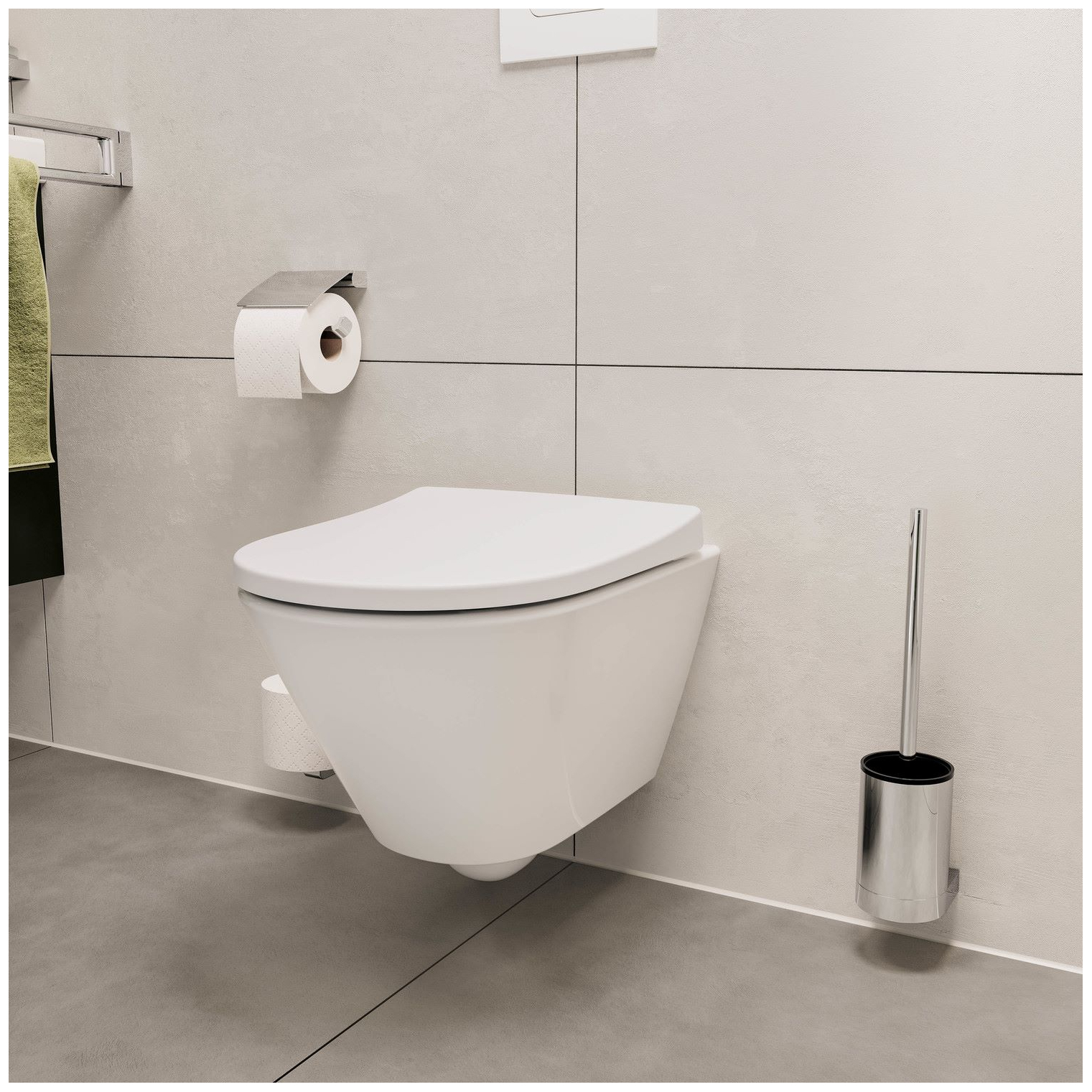 VIGOUR Wand-Tiefspül-WC derby V3 Kompakt 48cm PflegetectPlus weiss, spülrandlos, Absenkautomatik