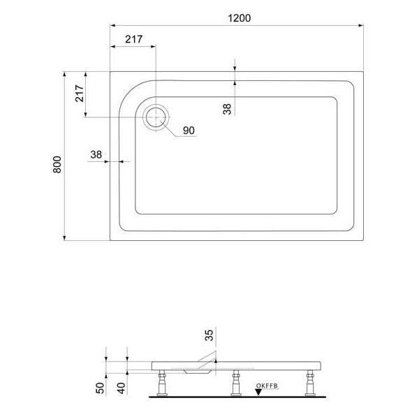 Duschwanne 120x80x3,5 cm rechteckig superflach aus Sanitär-Acryl weiß - Bild 2