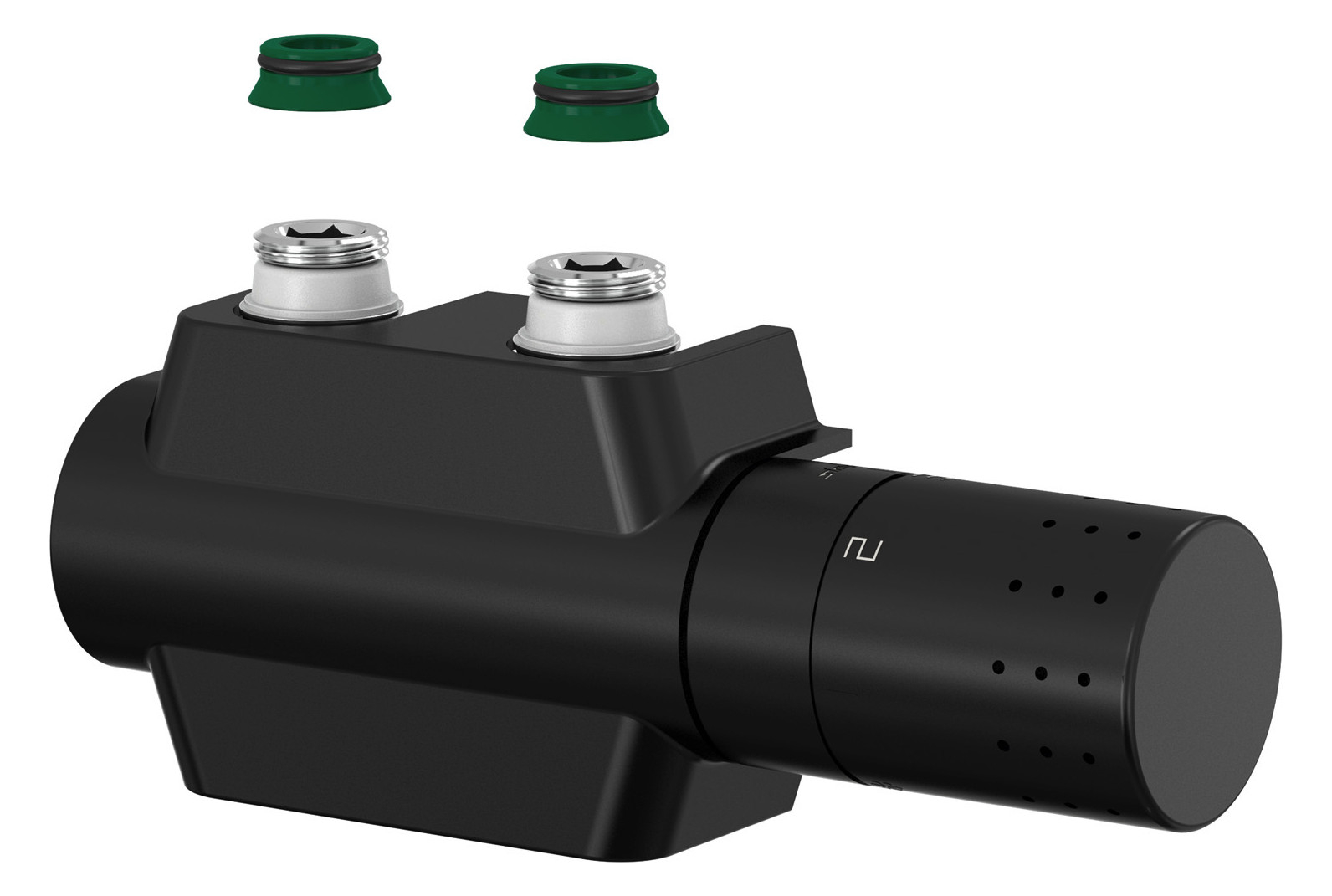 Ventilhahnblock Simplex VARIODESIGN F12161 mit Thermostatkopf TC-D1 und Blende, schwarz matt - Bild 1