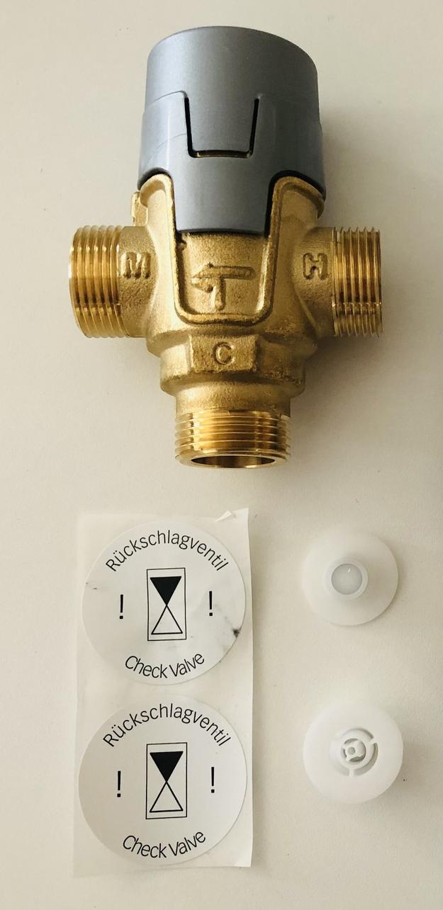 Brauchwassermischer Mischventil 3/4'' AG, Abgang seitlich, 35-65 °C, inklusive 2 Rückschlagventile - Bild 1