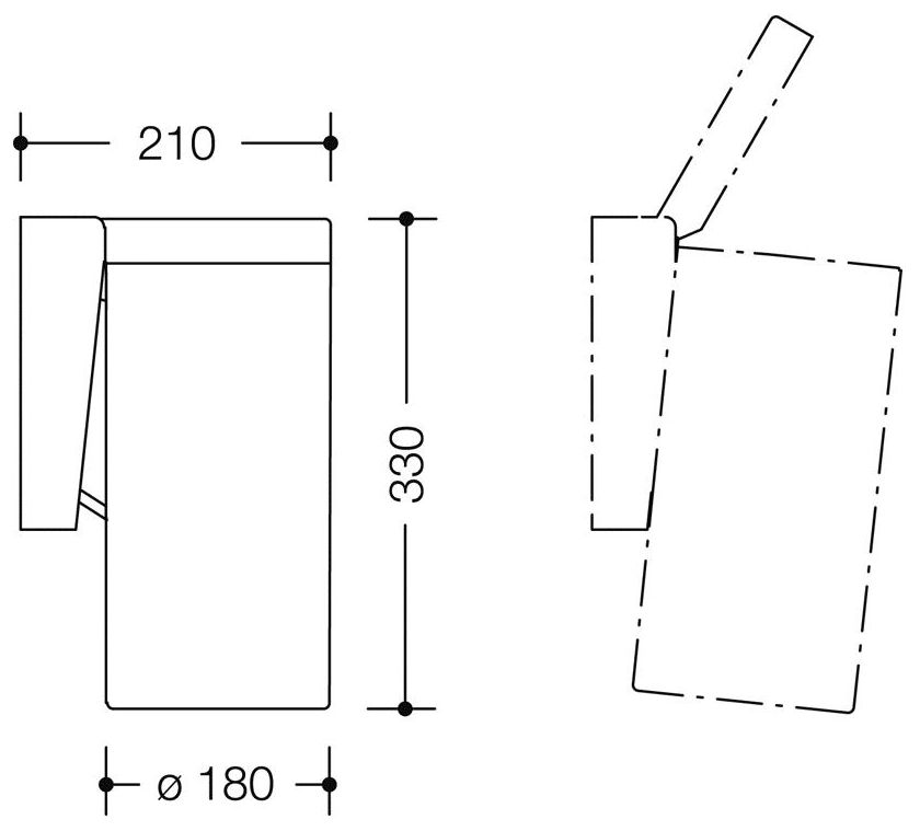 HEWI Serie 477 Abfallbehälter zur Kniebetätigung reinweiß 477.05.100.99 - Bild 2