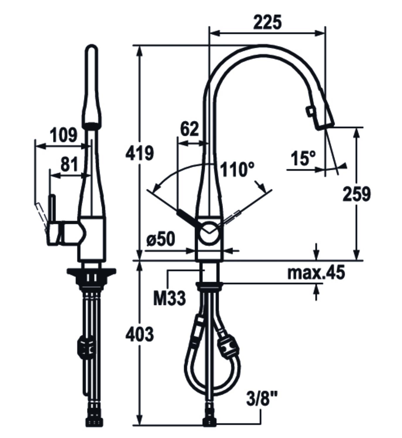 KWC EVE Spültischbatterie mit herausziehbarer Handbrause, Edelstahl 10.111.103.700FL - Bild 2