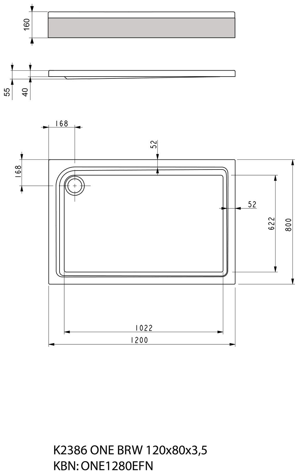 VIGOUR Duschwanne Acryl one 120x80x3.5cm weiss - Bild 2