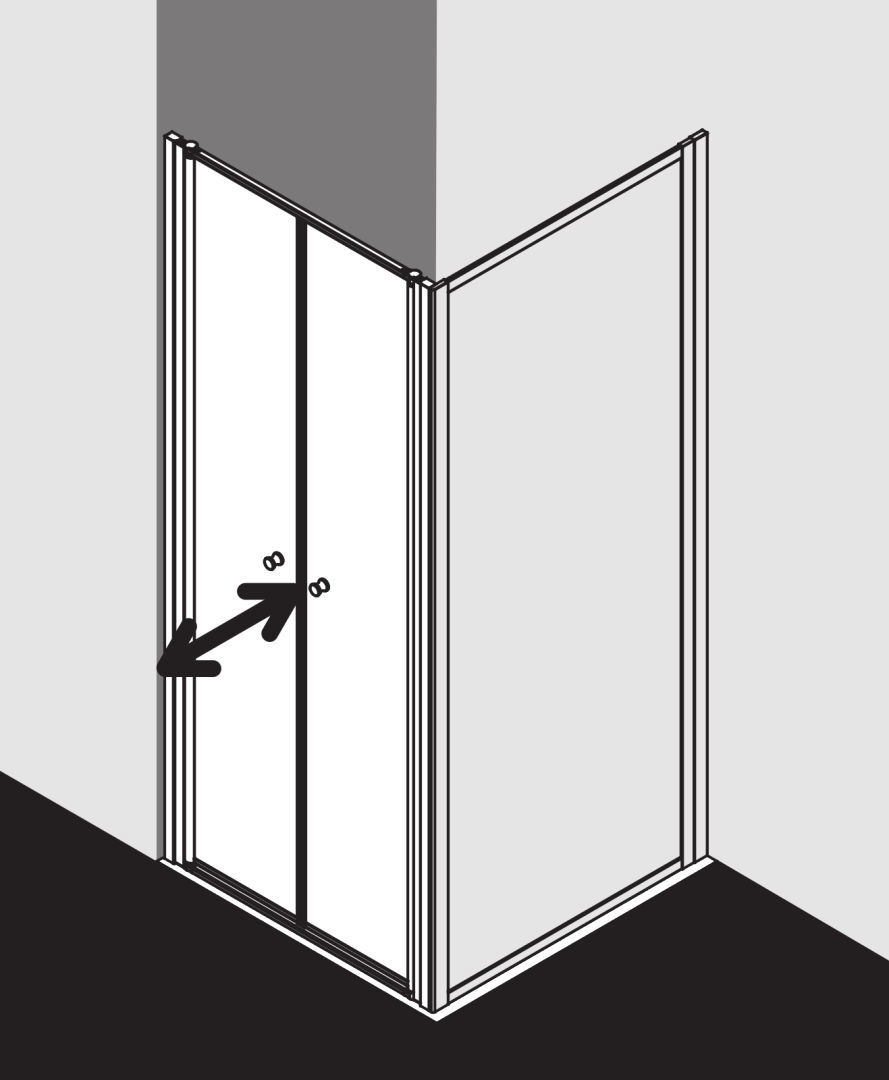 Kermi Nova 2000 Pendeltür 2tlg. 900x1850mm Silber Mattglanz, Kunststoffglas Fontana