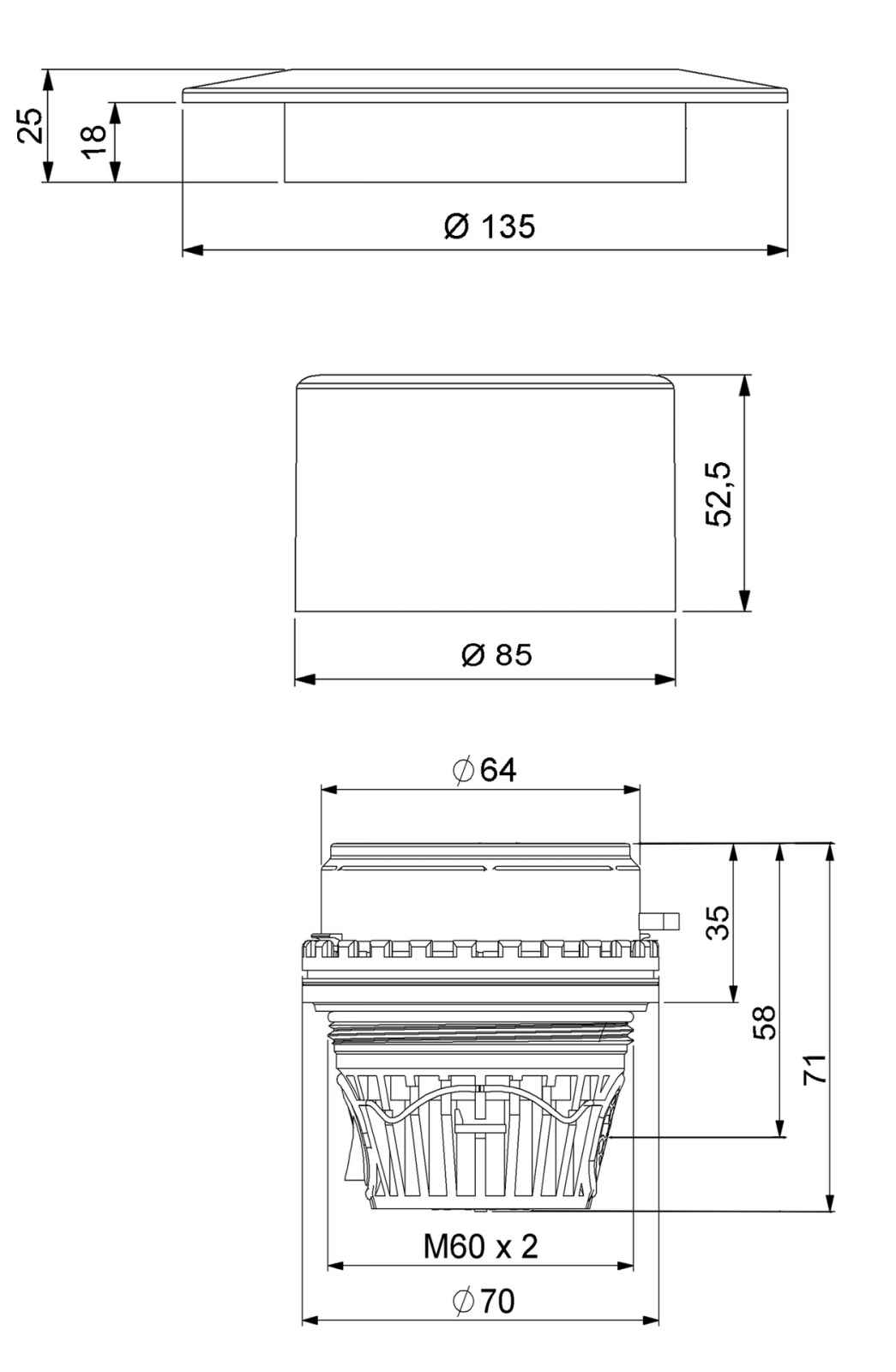 Deltamess Messkapsel AMS T90 k&w smart M Q3 2,5 inklusive Chromgarnitur 11160 - Bild 2