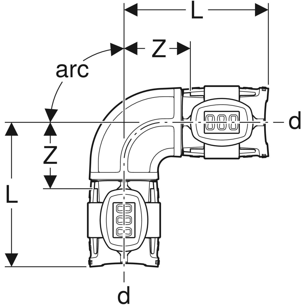Geberit FlowFit Bogen 90 Grad d=32 mm PPSU 620.073.00.1 - Bild 2