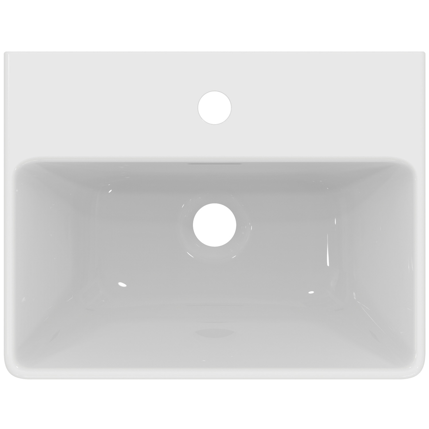 VIGOUR Handwaschbecken derby V3 edge 45x35cm PflegetectPlus weiss mit Hahnloch und Überlauf