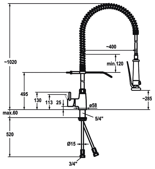 KWC GASTRO Geschirrwaschbrause Ganzchrom mit Hebelmischer 24.501.130.000 - Bild 3