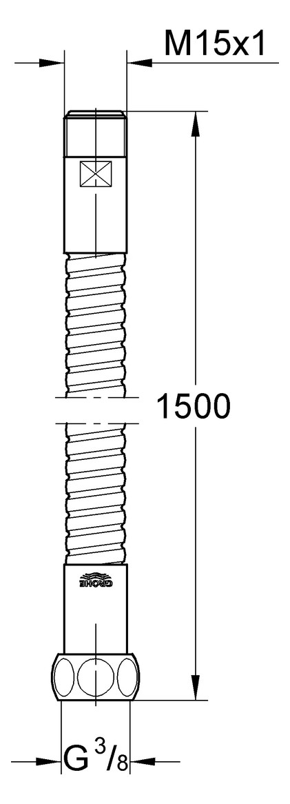 GROHE Brauseschlauch Metall 1500mm für SPT-Batterie M15x1x3/8'' Mutter chrom 28112000 - Bild 2