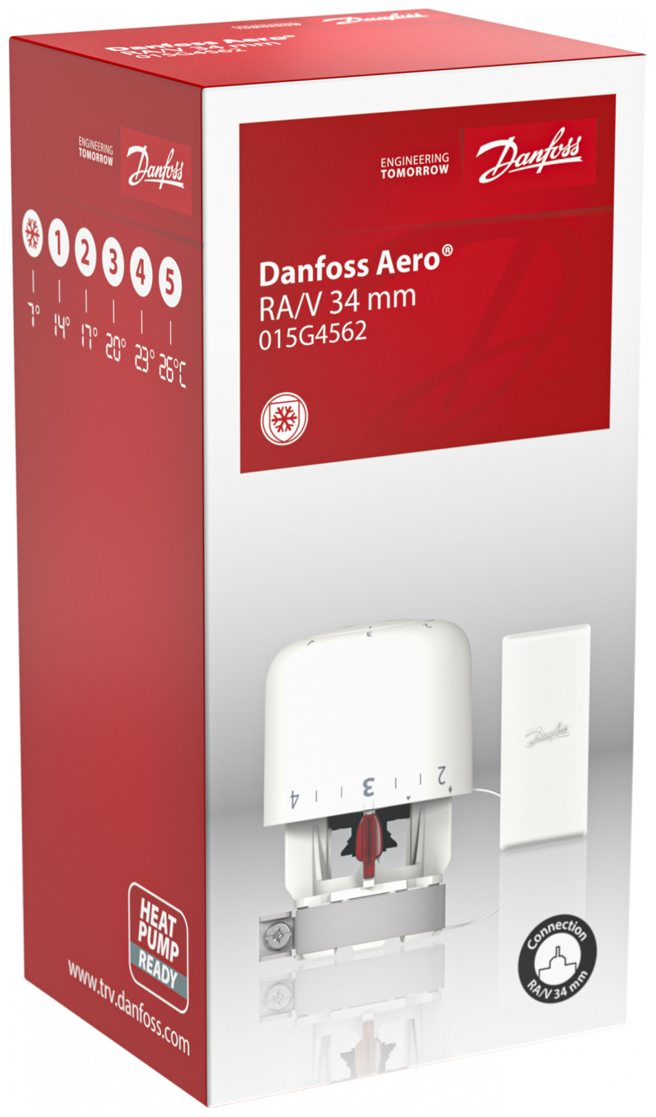 Danfoss Thermostatkopf Aero RA/V 7-26°C RAL9016 Fernfühler Kapillarrohrlänge 0-2m 015G4562 - Bild 4