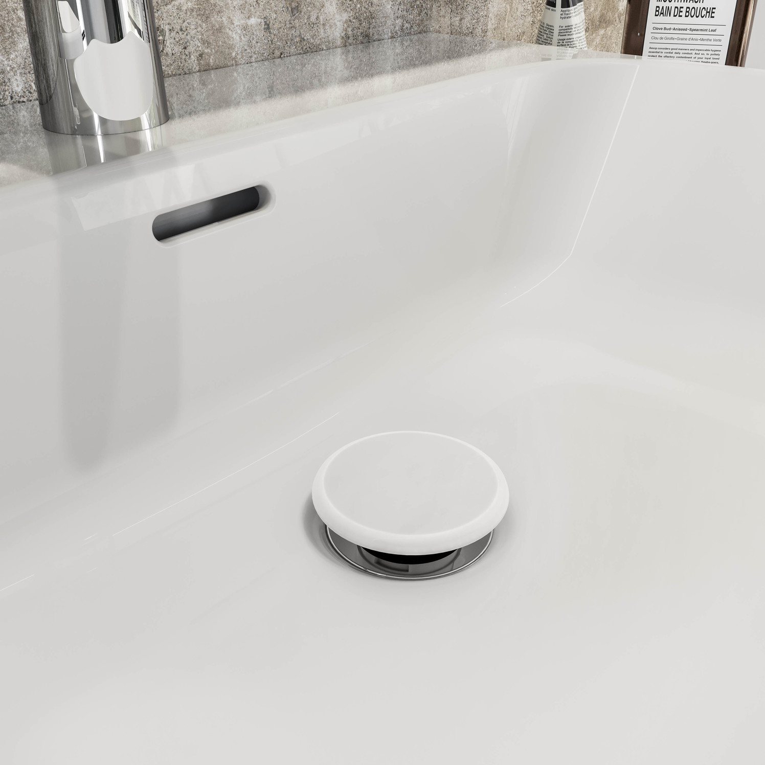 VIGOUR Ablaufventil derby V3 mit Keramikhaube verschließbar ''Push Open'' weiß