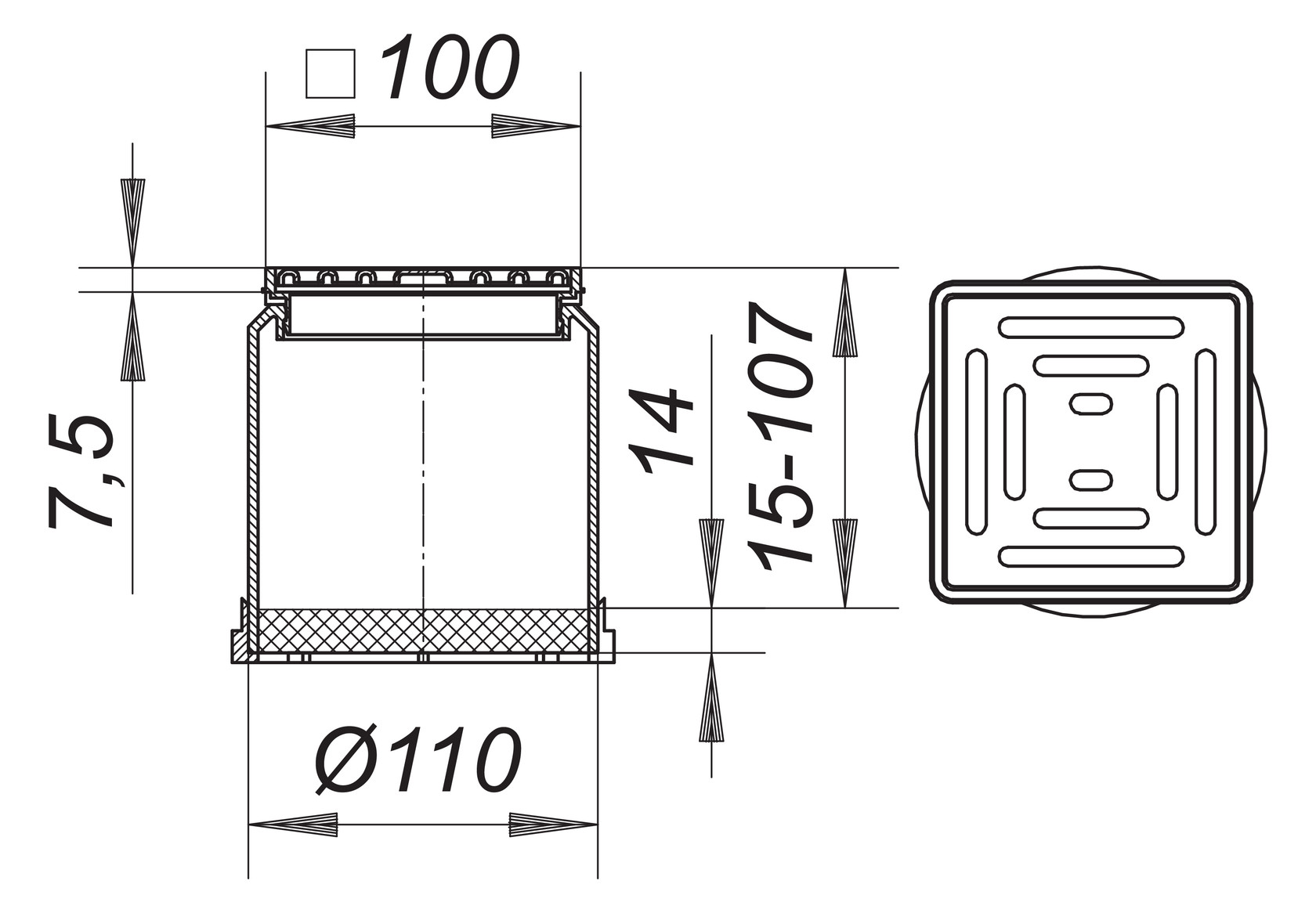 DALLMER Aufsatz E 10, 100x100 mm Nr. 510006 - Bild 2