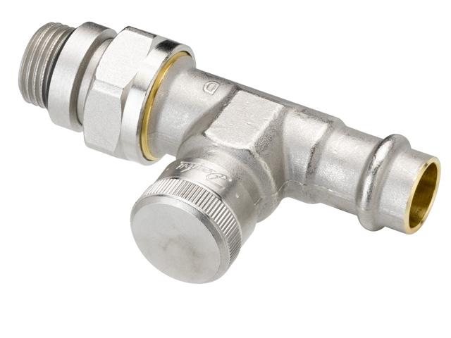 Danfoss Rücklaufverschraubung RLV 15 R 1/2, Pressfit, Durchgang, vernickelt 003L1824 - Bild 1