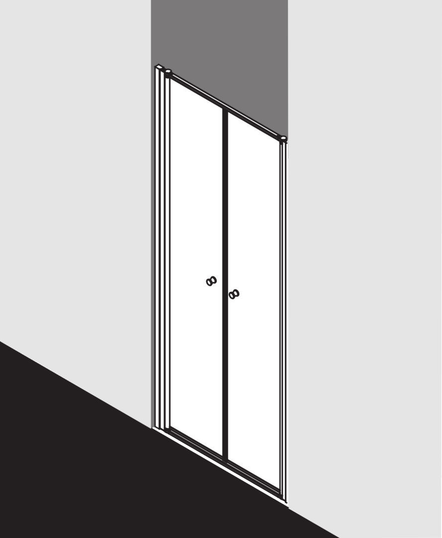 Kermi Nova 2000 Pendeltür 2tlg. 900x1850mm Silber Mattglanz, Kunststoffglas Fontana