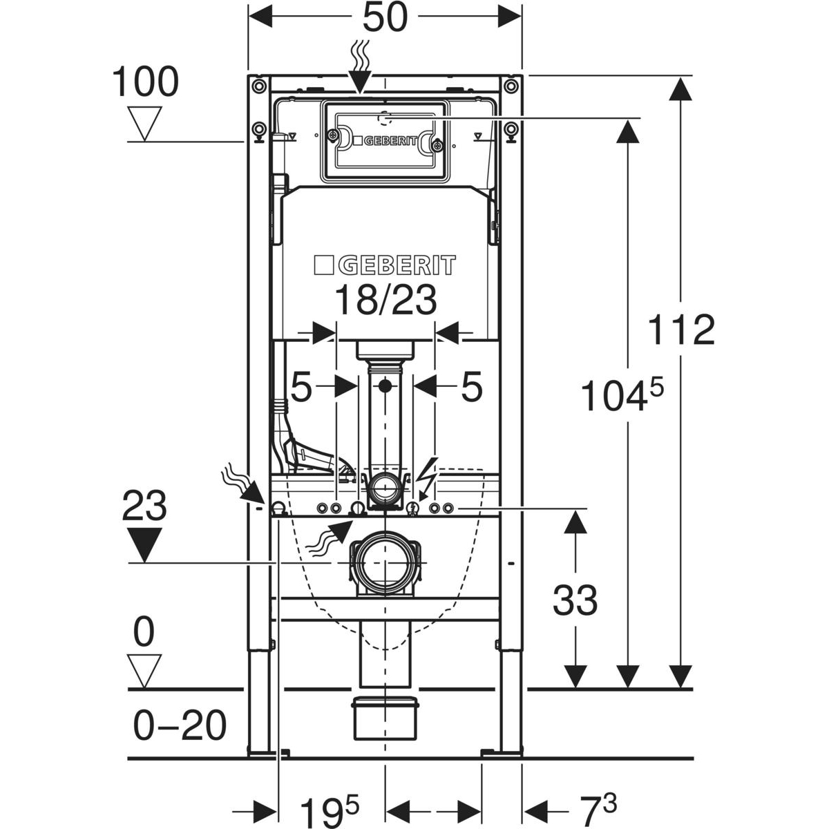 Geberit Duofix Basic Element mit UP-Spülkasten Delta, Bauhöhe 112 cm inklusive Wandanker