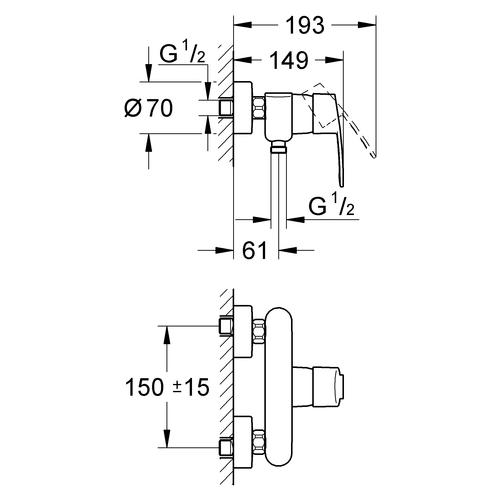 Grohe Eurostyle Cosmopolitan Brausebatterie chrom 33590002 - Bild 3