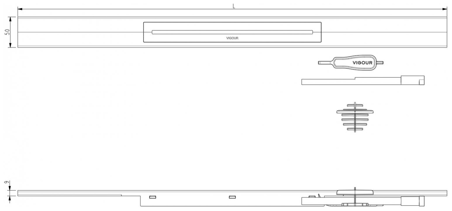 VIGOUR Duschrinne Designset individual 4.0 poliert 1400 mm, für Rohbauset V4GK