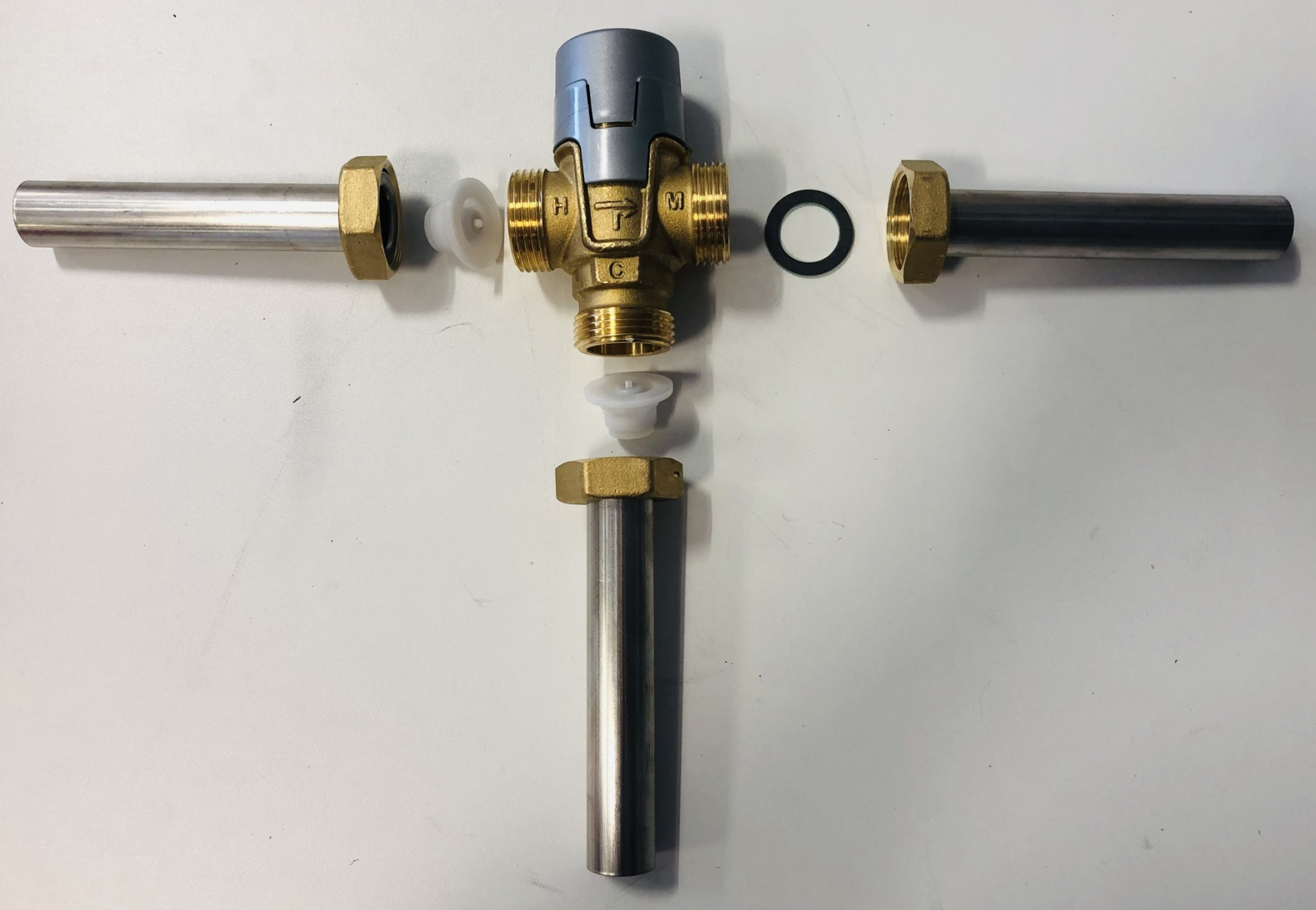 Anschlussset 22 mm x 1'' IG (3x 120mm) Rückschlagventile und Dichtungen, für Mischventil CBWM25 - Bild 1