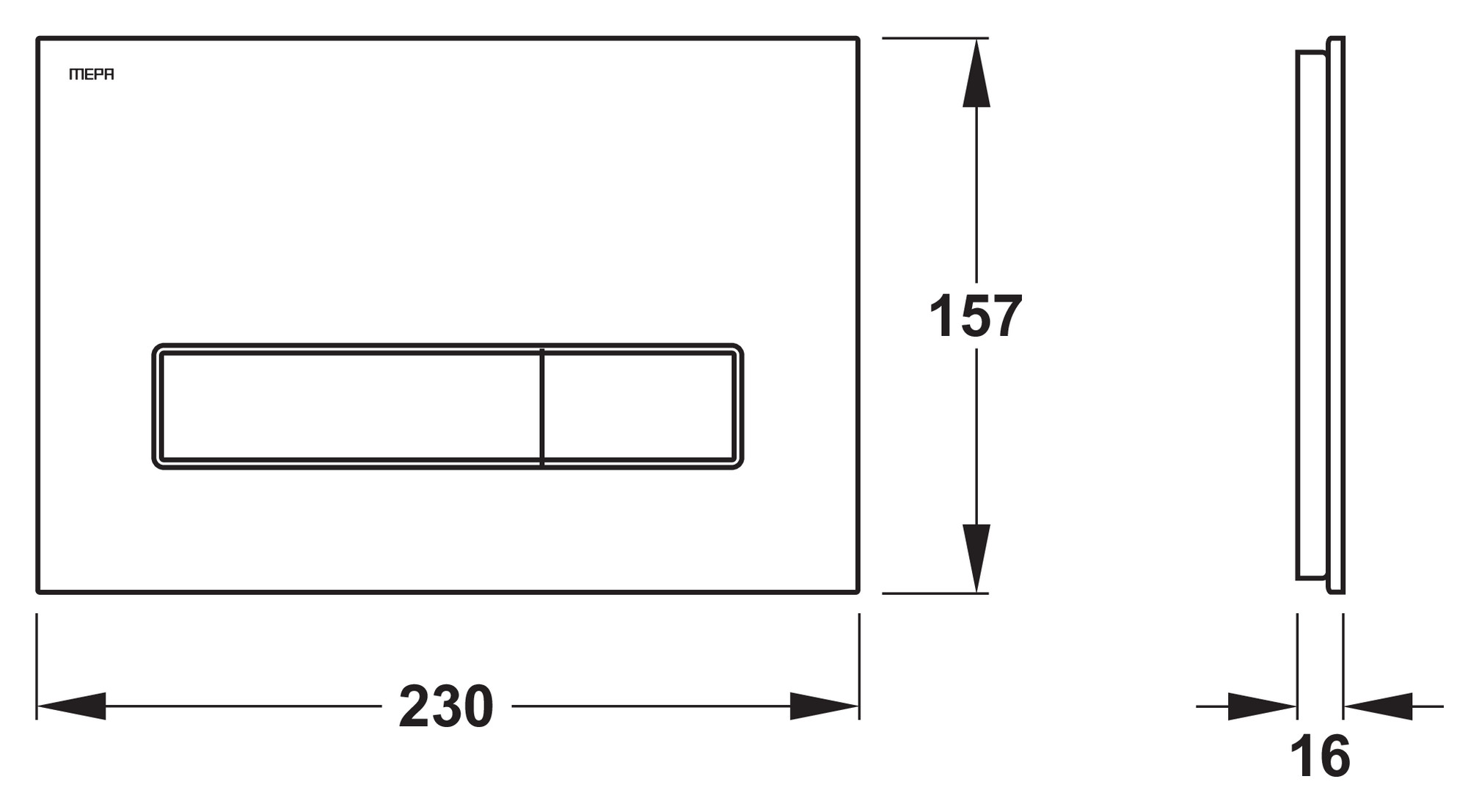 MEPAorbit Betätigungsplatte 2-Mengen aus Glas weiß FB 421844, für fliesenbündige Montage - Bild 2