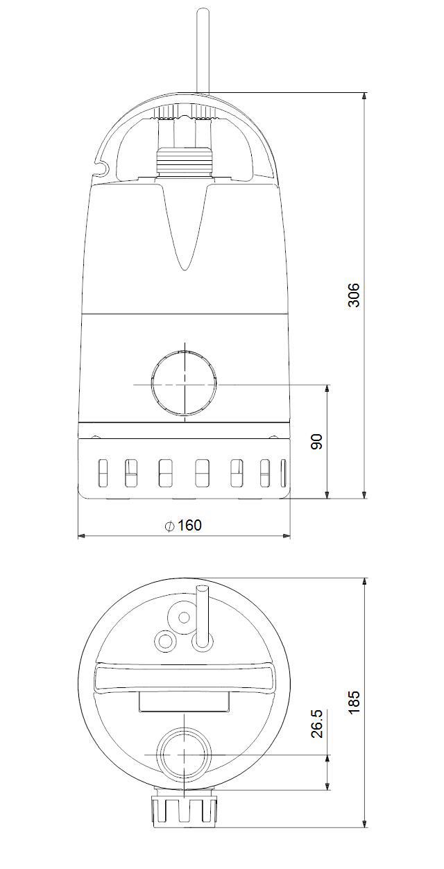 Grundfos Unilift Kellerentwässerungspumpe CC-7 M1, FH 7m, ohne Schwimmerschalter 96280967 - Bild 2