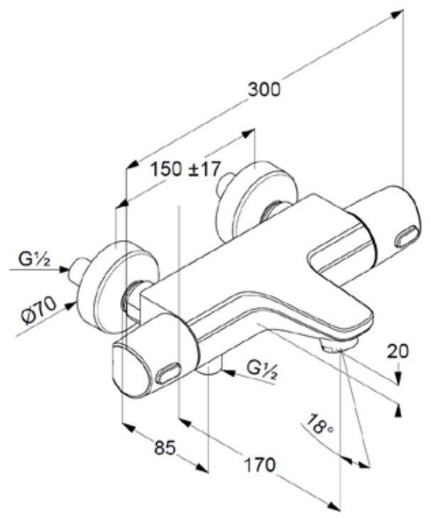 VIGOUR Aufputz-Bade-Thermostat derby V3 ohne Brausegarnitur verchromt