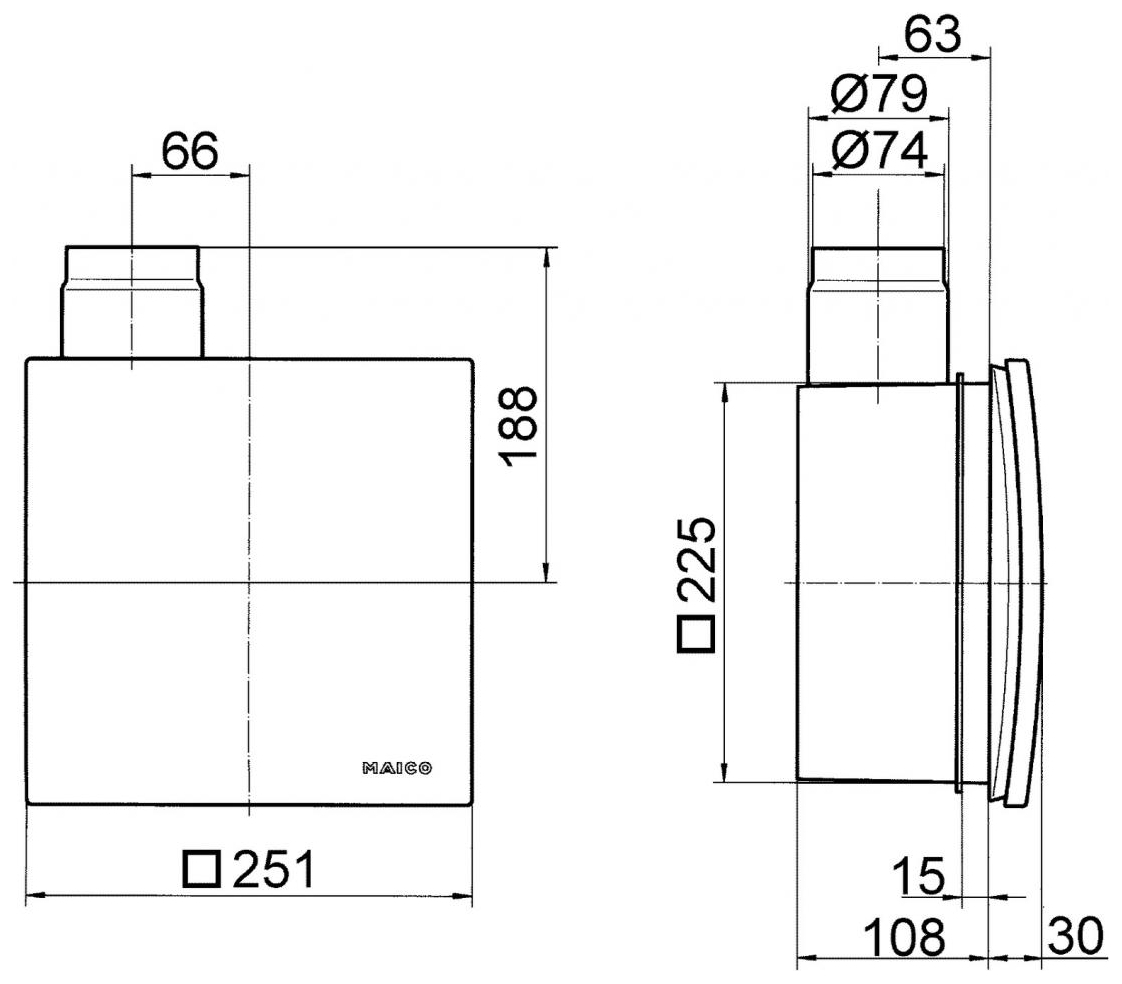 Maico Ventilatoreinsatz ER 100 VZ mit Verzögerungszeitschalter, Abdeckung und Filter 0084.0131 - Bild 3
