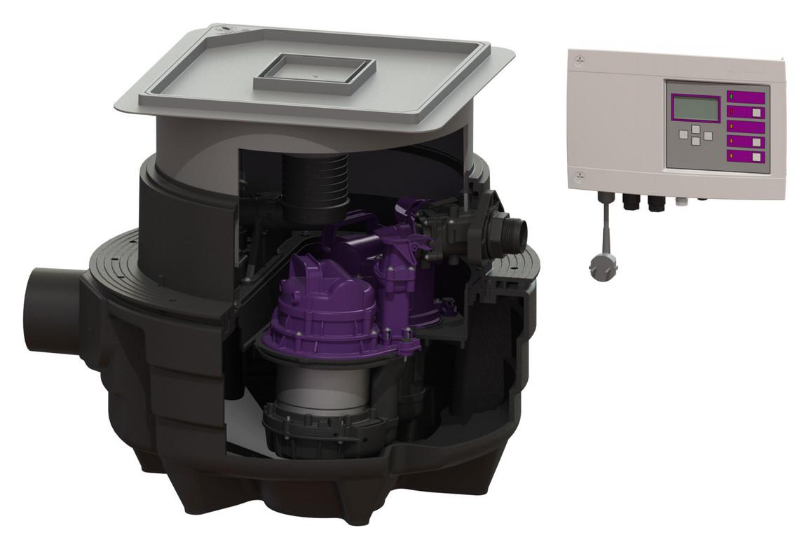 KESSEL Hebeanlage Aqualift F Compact Duo, SPZ 1000, Comfort-Schaltgerät, Bodenplatte, befliesbar - Bild 1