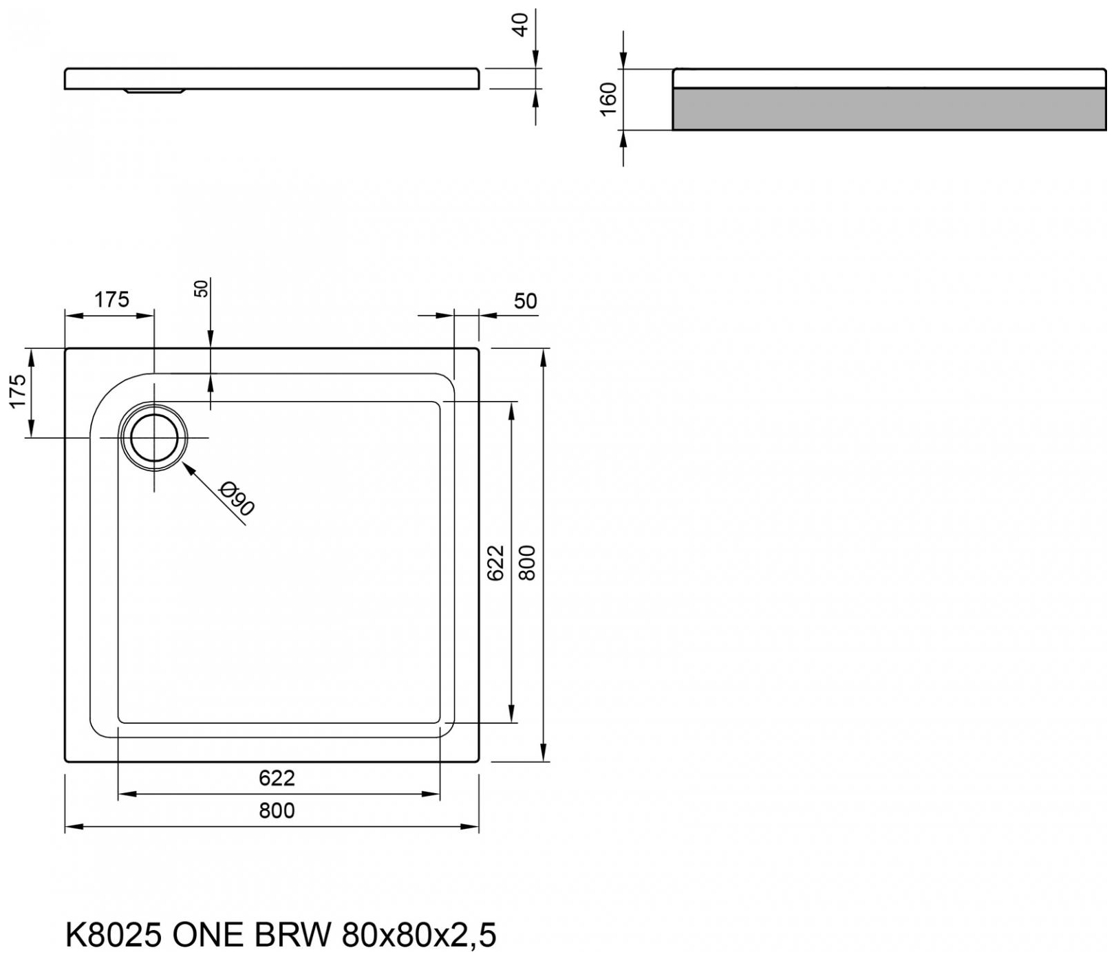 VIGOUR Duschwanne Acryl one 80x80x2.5cm weiss - Bild 2