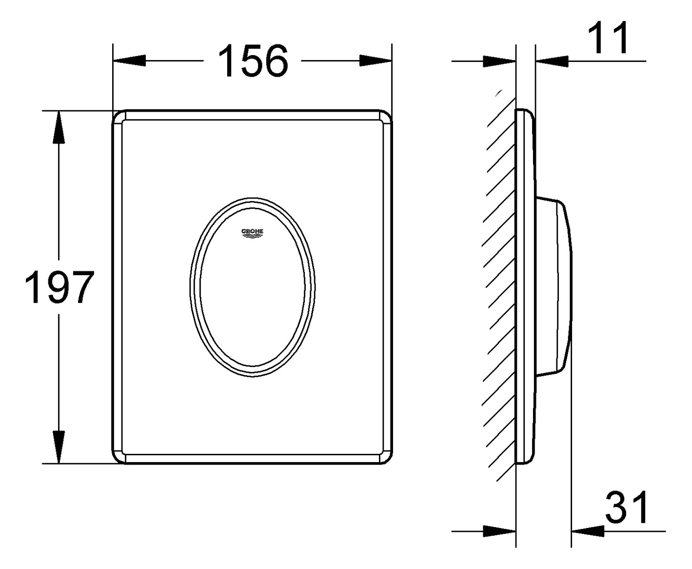 GROHE WC-Betätigung Skate Air 1-Menge senkrecht chrom 38564000 - Bild 2