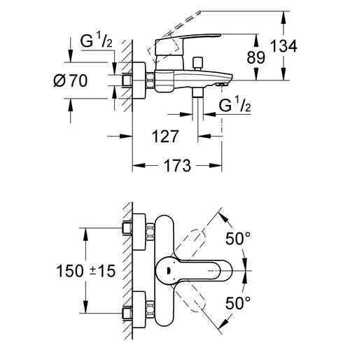 Grohe Eurostyle Cosmopolitan Wannenbatterie chrom 33591002 - Bild 3